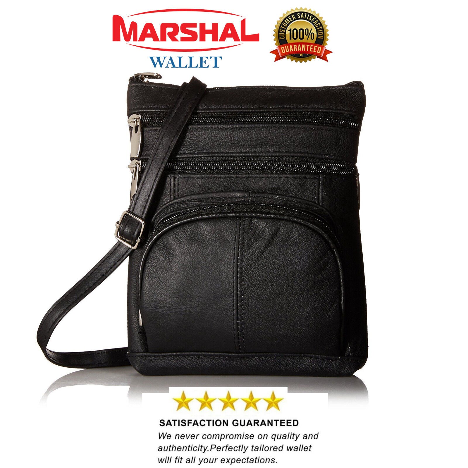Leather Shoulder Bag Handbag Purse Cross Body Organizer Wallet Multi Pockets