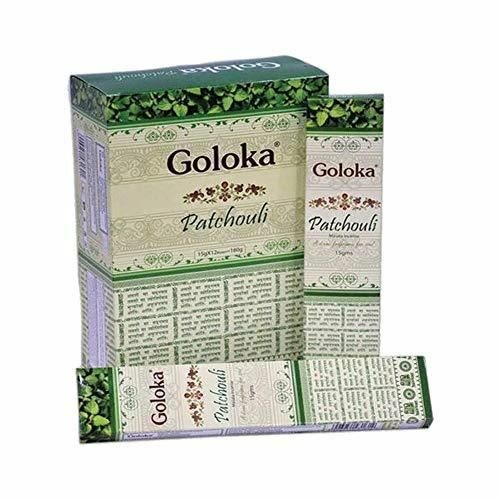 GOLOKA Incense All Natural Scents Pack of One Dozen 15 Gram Boxes of Premium Incense (Patchouli)