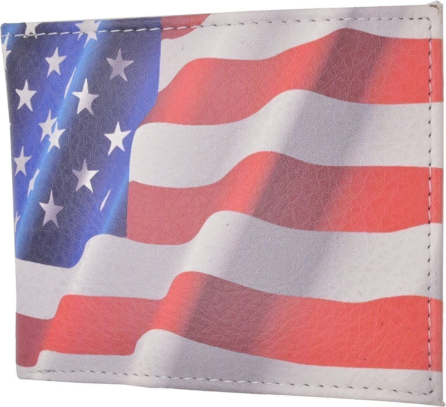 Men's Bifold USA Flag Genuine Leather American Flag Wallet With Design Box Gift