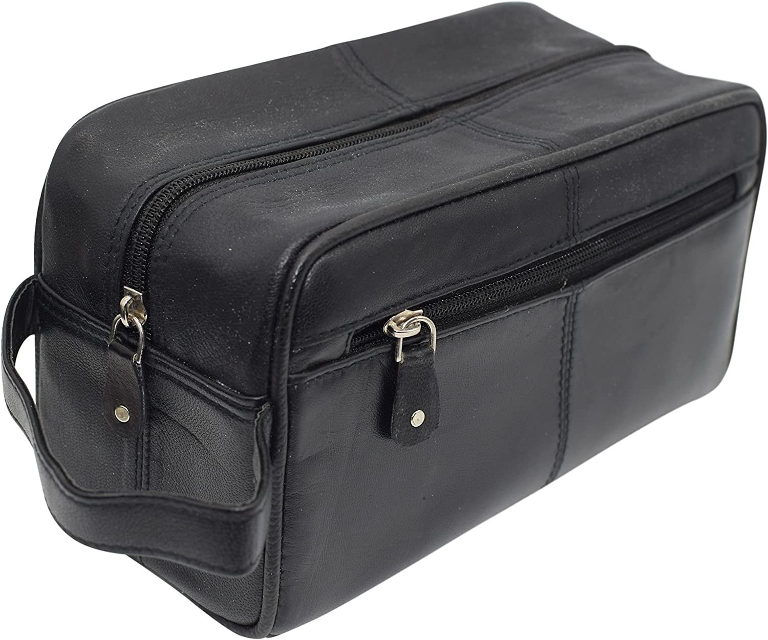 Travel Toiletry Bag Genuine Leather Dopp Kit Travel Organizer For Men Women (Large)