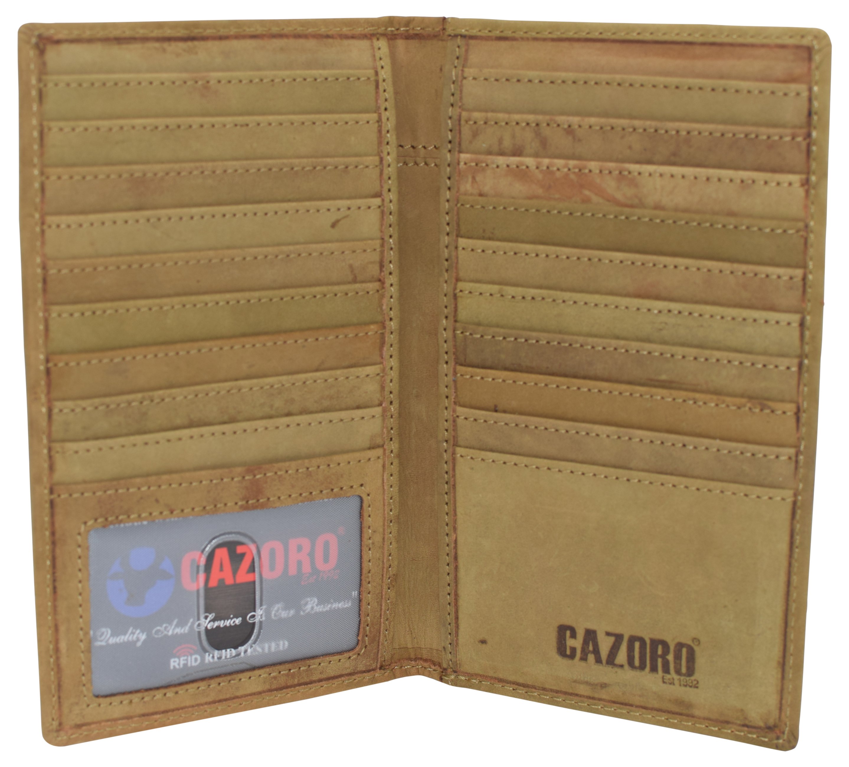 RFID Blocking Premium Vintage Leather Long Bifold Credit Card ID