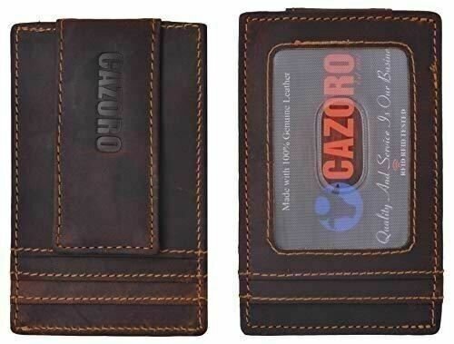 RFID Blocking Front Pocket Money Clip Vintage Leather Strong Magnetic Slim Walle