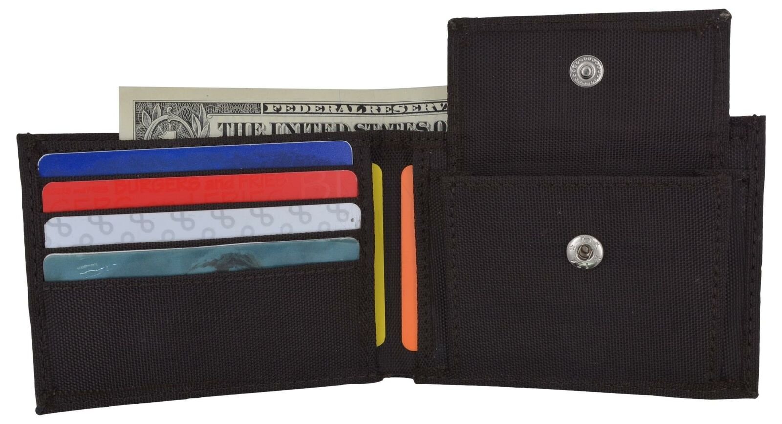 Boys Slim Thin Kids Nylon Bifold Brown Wallet with Coin Pouch Gift!!!