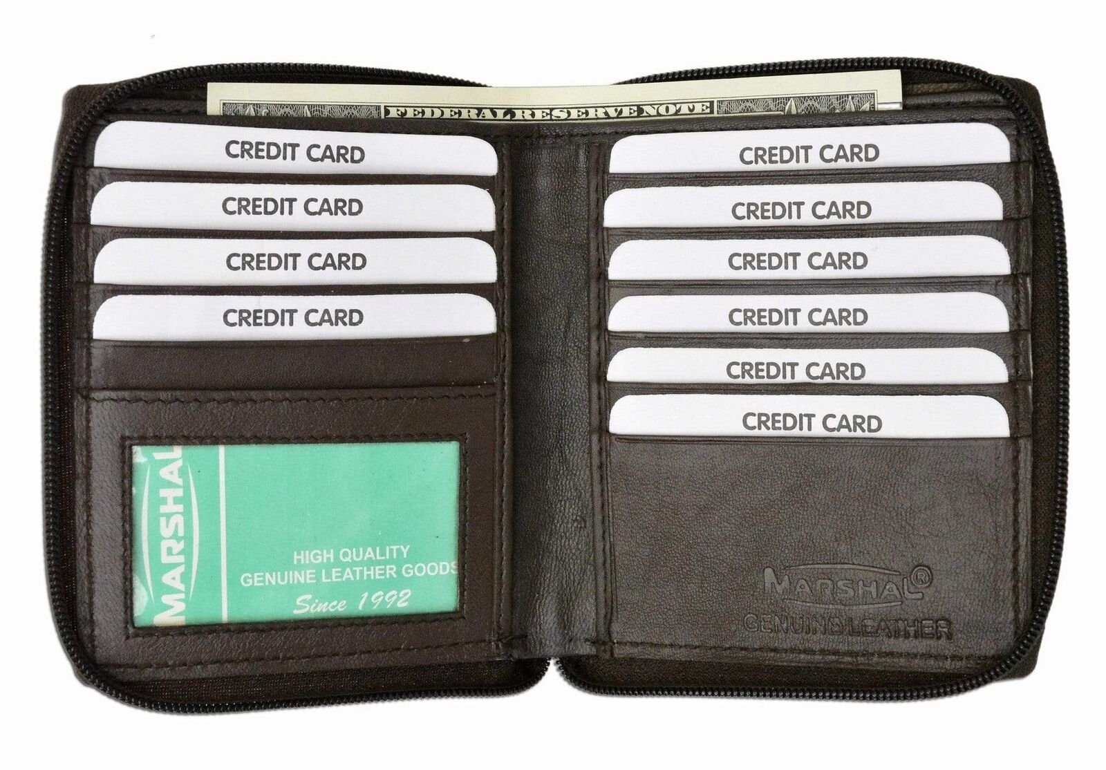 Mens Premium Soft Leather Bifold Zippered ID Wallet P 702 (C)