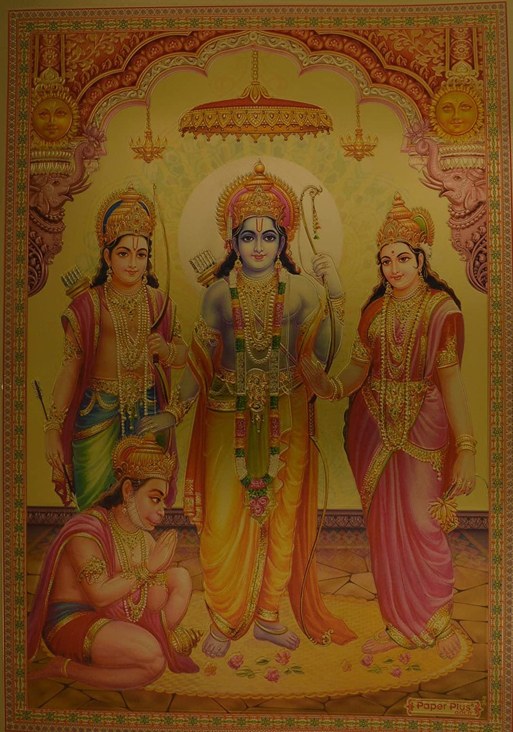 Lord Ram, Lakshman, Sita and Hanuman Poster Size 8.5