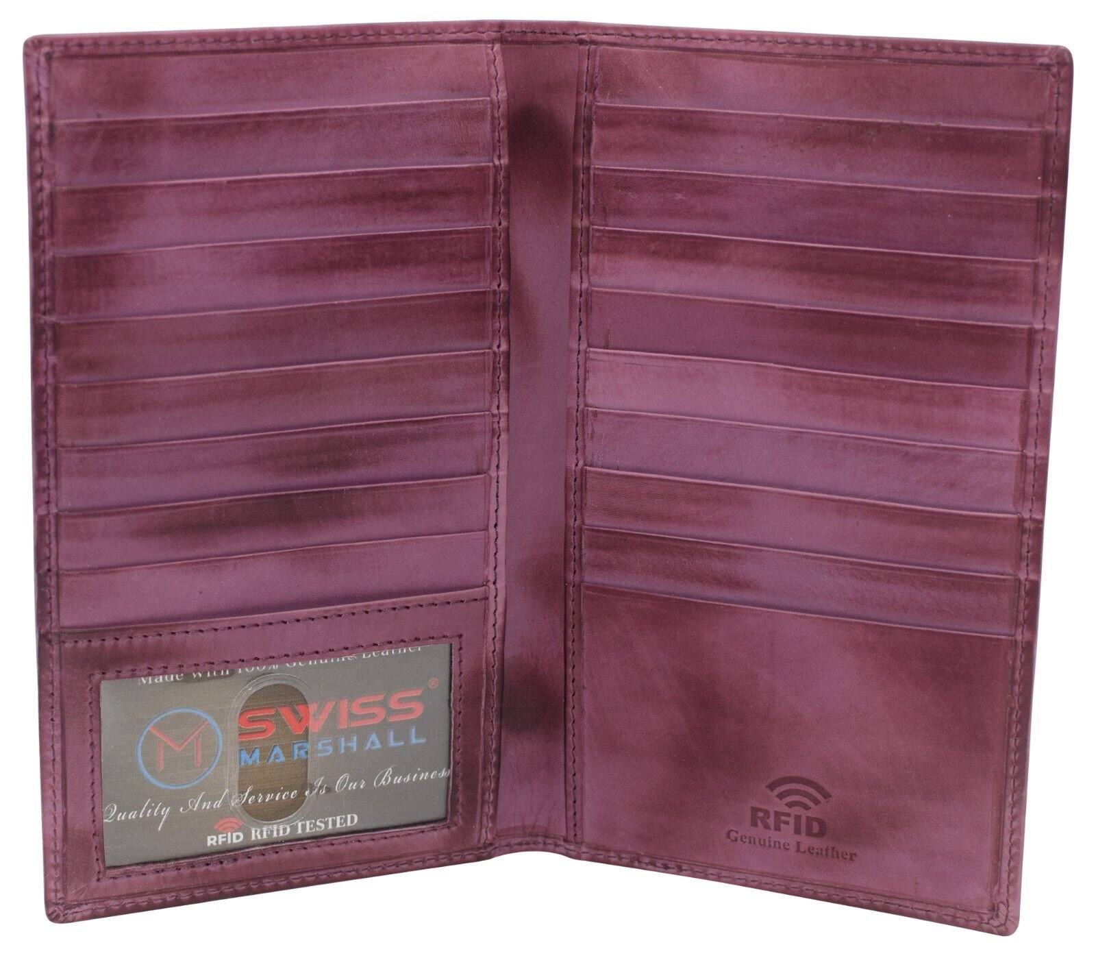 Bifold RFID Blocking Premium Leather Credit Card ID Holder Long Wallet - Picture 4 of 9