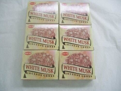 HEM White Musk Incense Cones, 6 Packs of 10 Cones = 60 Cones