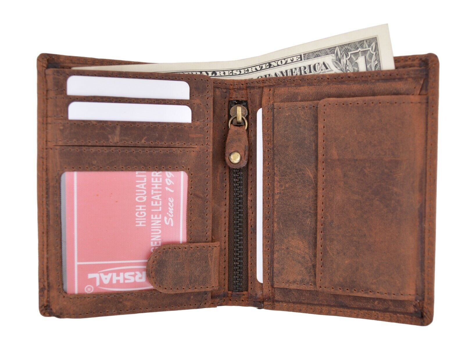 RFID Blocking Premium Leather European Style Bifold Trifold Wallet W/ ID Window - Picture 16 of 19