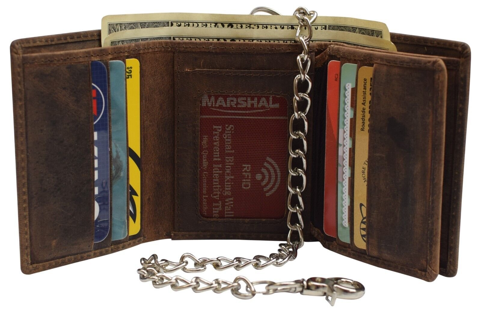 Marshal Wallet Men's RFID Blocking Biker Vintage Chain Wallet