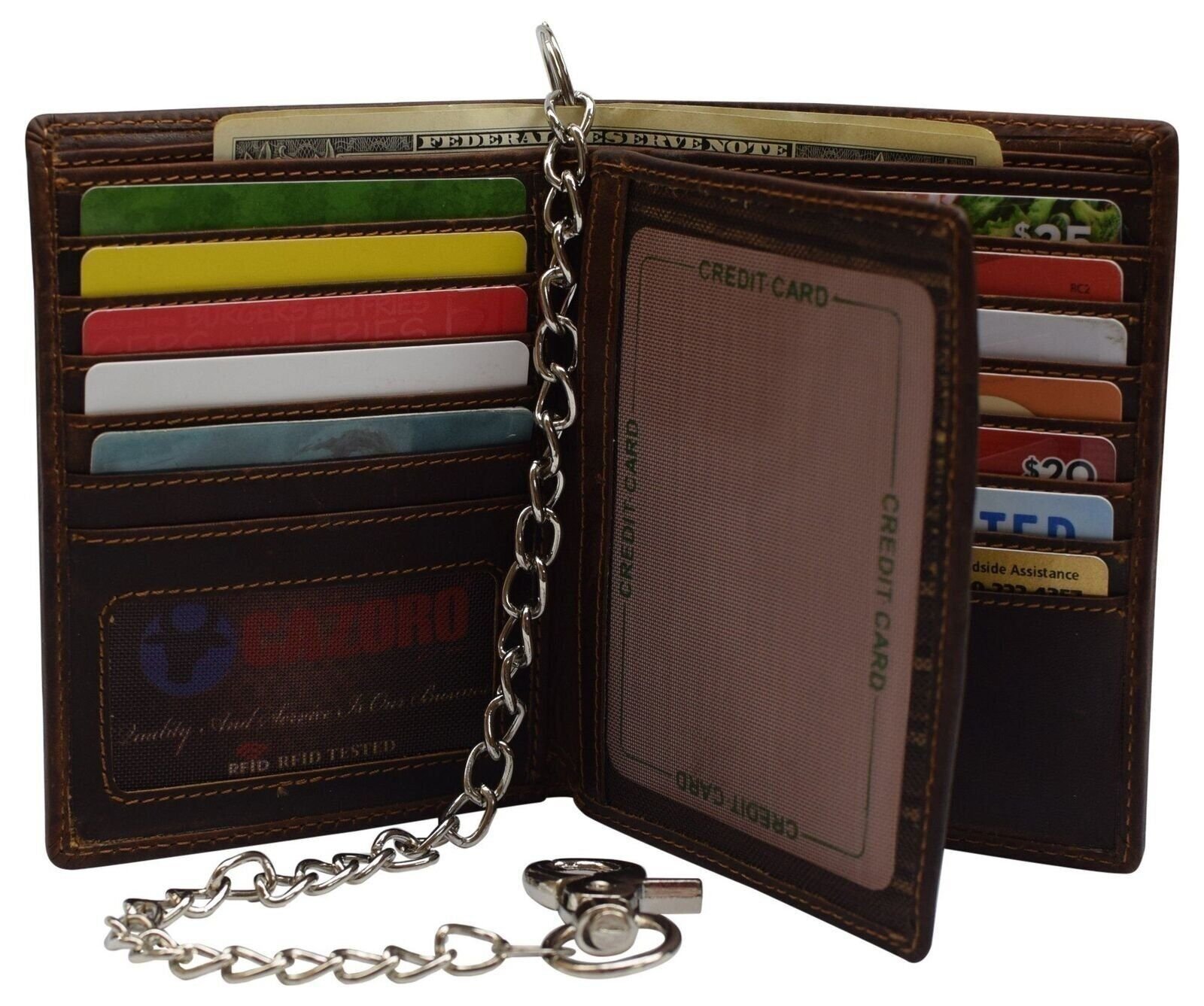 RFID Blocking Bifold Hipster Multi Credit Card ID Holder Biker Chain Wallet Vint