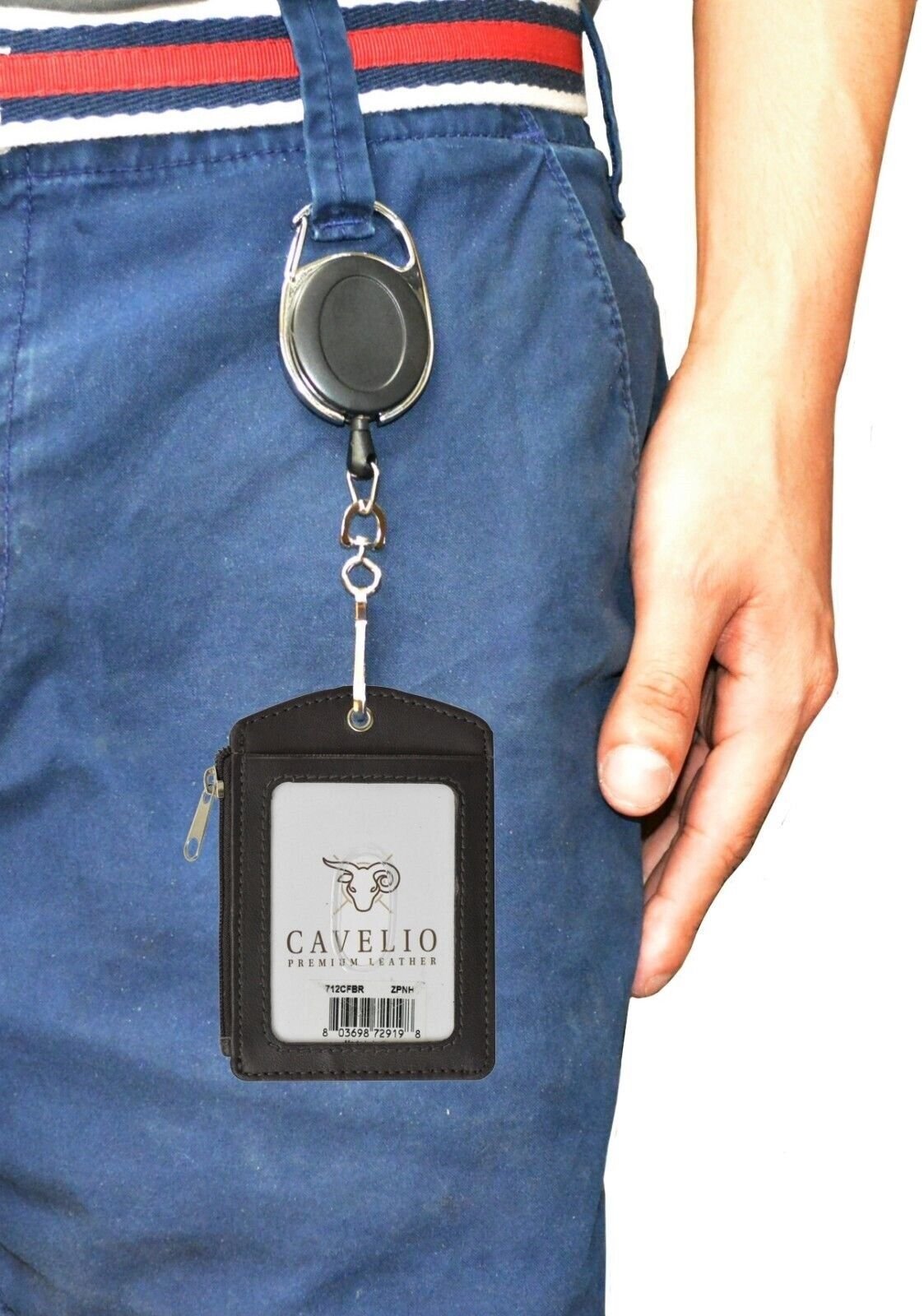 Cavelio Genuine Leather Badge/ID Holder+Credit Card Holder with Reel Selections