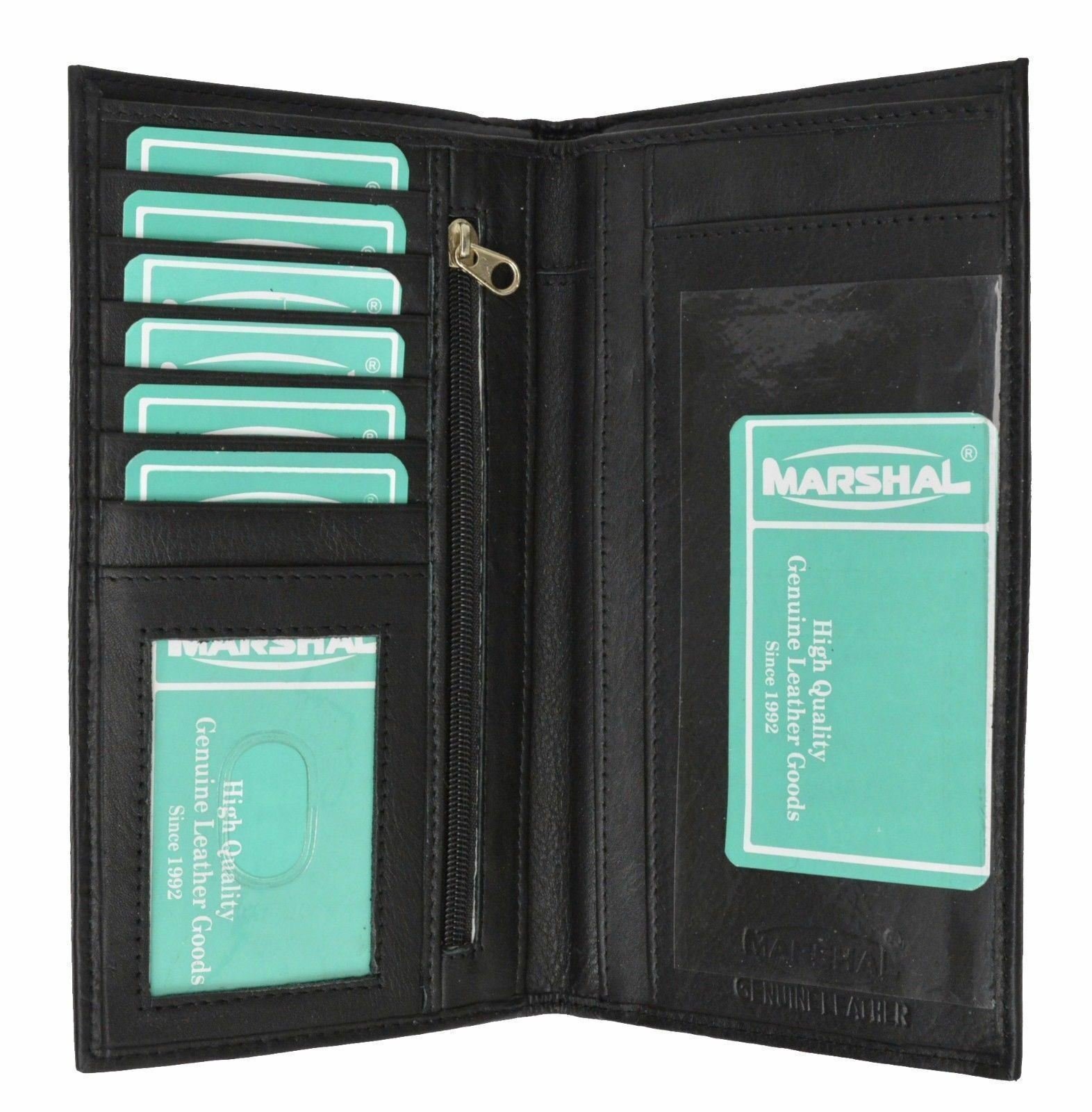 Premium Soft Leather Bifold Long Card Checkbook Holder Wallet Organizer Purse