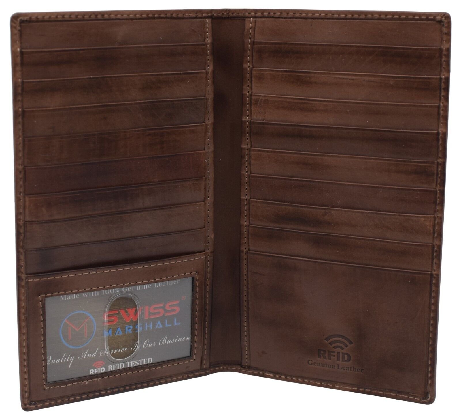 Bifold RFID Blocking Premium Leather Credit Card ID Holder Long Wallet - Picture 3 of 9