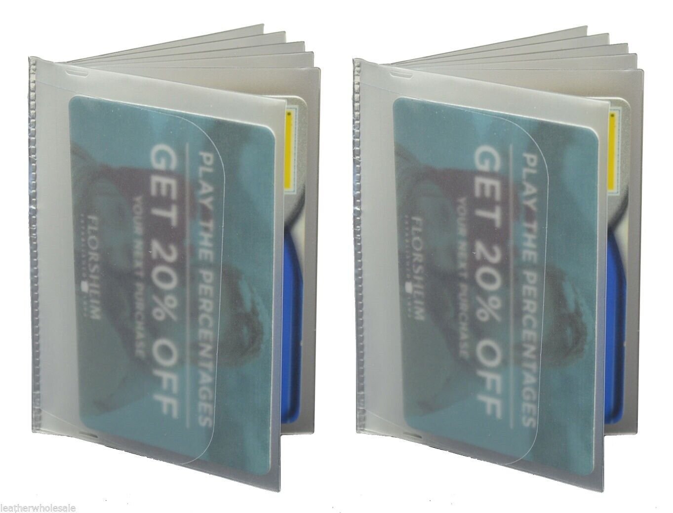 New 2 Clear Plastic Wallet Inserts Billfolds, Bifold and Trifold
