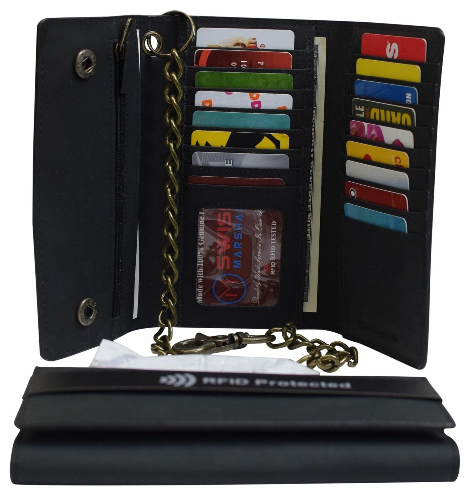 thumbnail image 2 of CONTACT'S Genuine Crazy Horse Leather Men Wallets Vintage 2 of 14