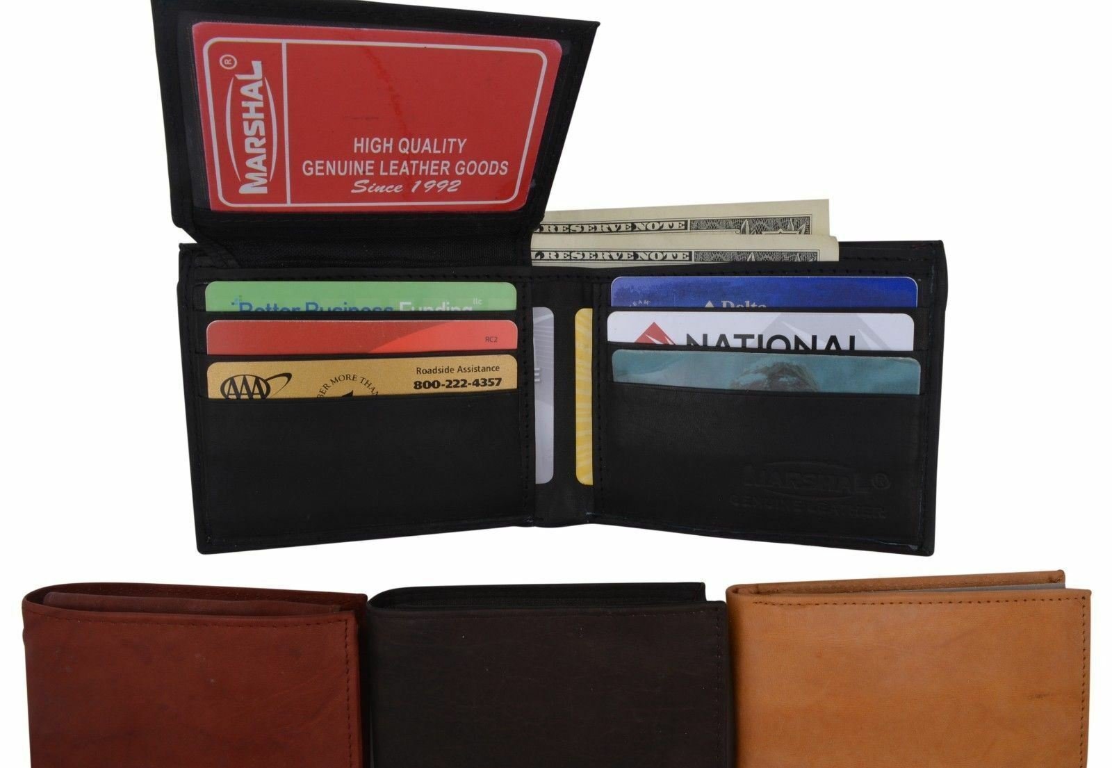 Mens Bifold Genuine Leather Credit/ID Card Holder Wallet With Zipper Slim Gift