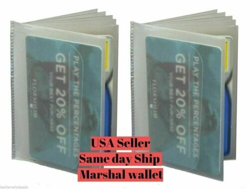 Set of 2 Plastic Insert Picture Card Holder Trifold Wallet 6 Pages MADE IN USA