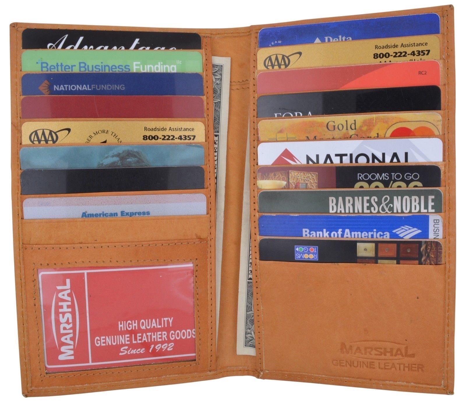 Genuine Leather Credit Card Holder Wallet 19 Card Slots + 1 ID Window - Picture 14 of 20