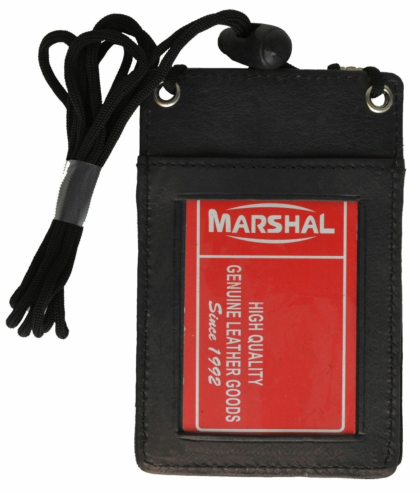 ID Badge Card Holder Leather Vertical Clip Neck Strap Lanyard Necklace Case