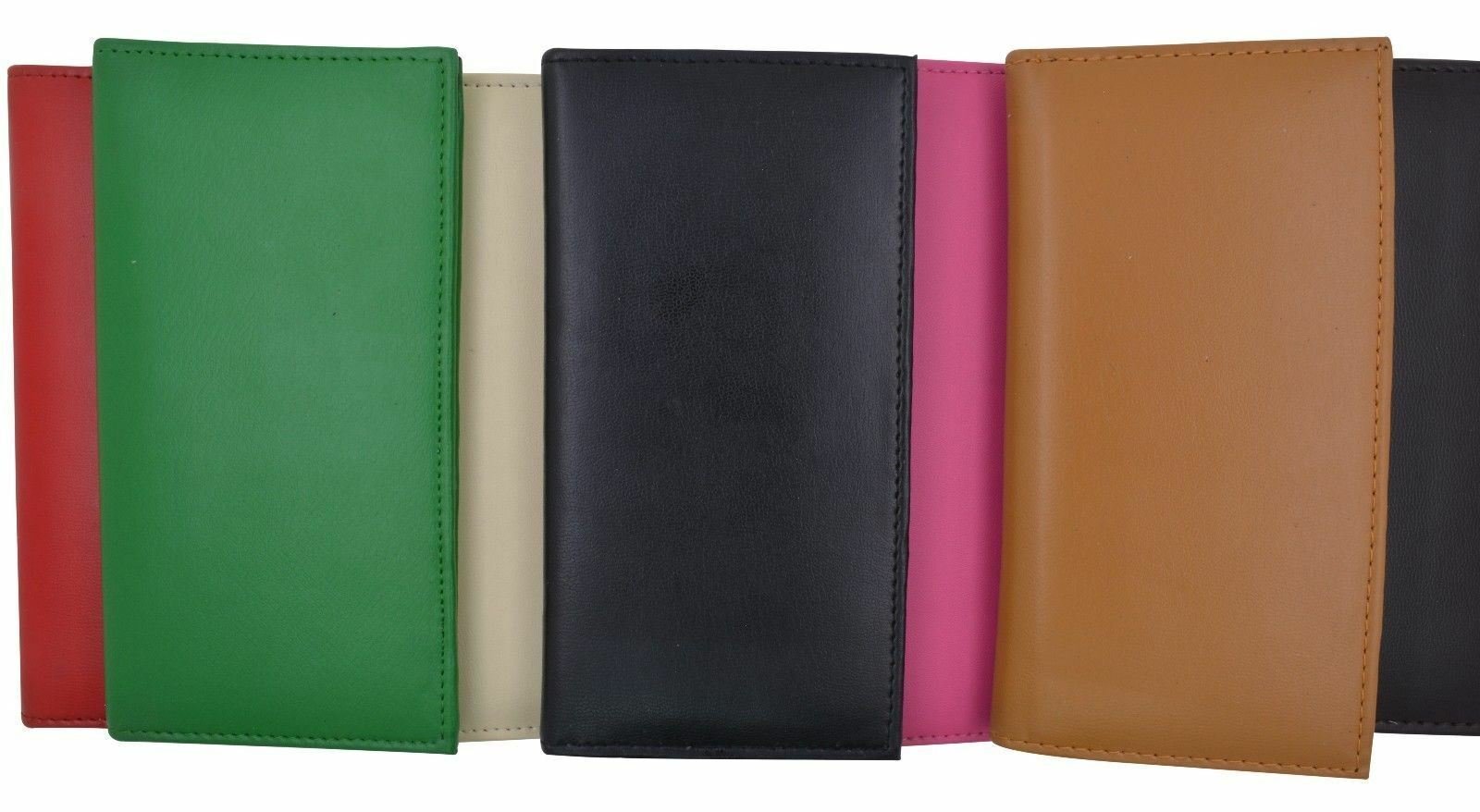 Leather Basic Checkbook Cover Holder Slim Plain Mens Womens Many Colors New