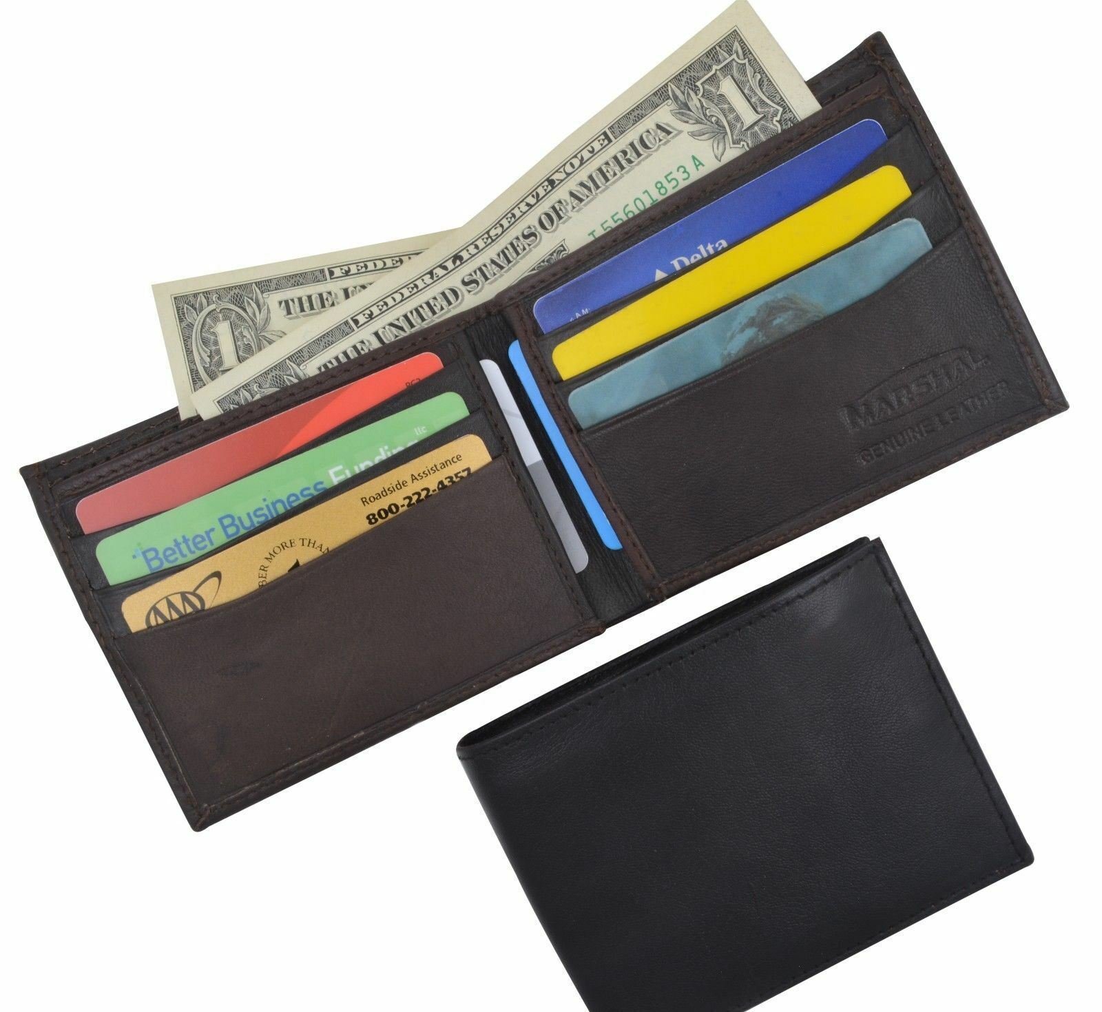 Mens Bifold Slim Thin Handcrafted High Quality Leather Wallet ID Cards Billfold
