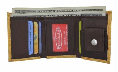 Kids Leather Ostrich imprint Trifold Mini Boys Wallet 3" x 2.5" Christmas Gift - Picture 11 of 12
