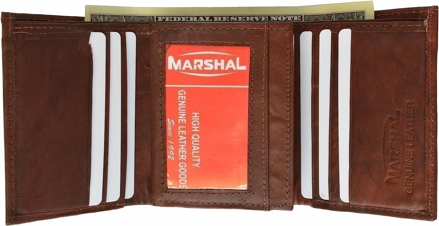 Marshal Genuine Leather Trifold Wallet with Credit Card and Key Holder