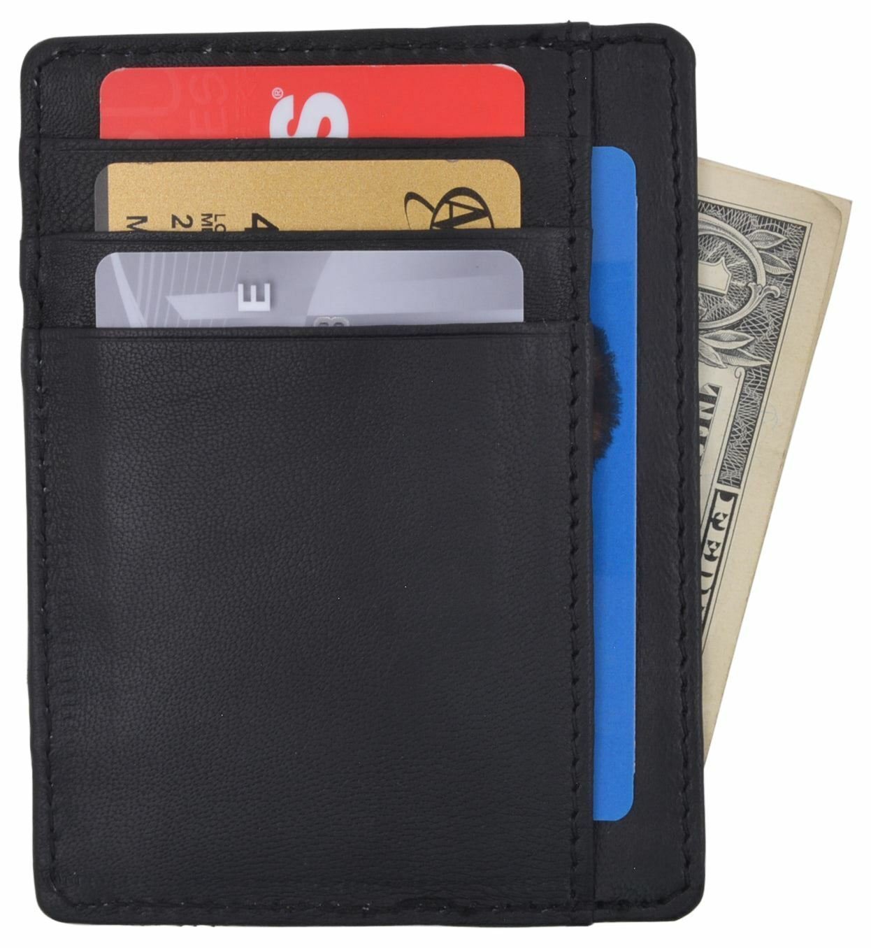 Slim Minimalist Wallets For Men Women - Leather Front Pocket Thin Mens Wallet RF