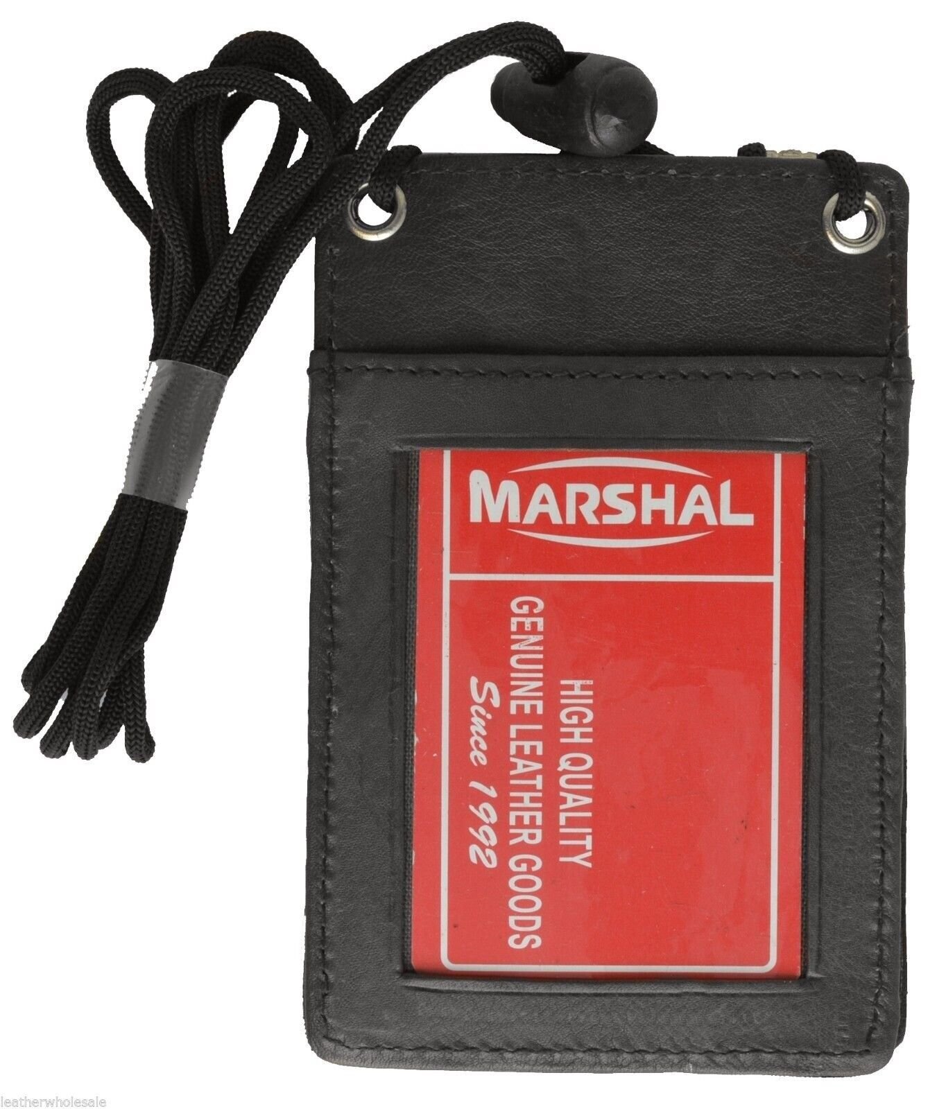 BLACK - Neck - LEATHER ID HOLDER CARD POUCH WALLET MARSHAL!!!