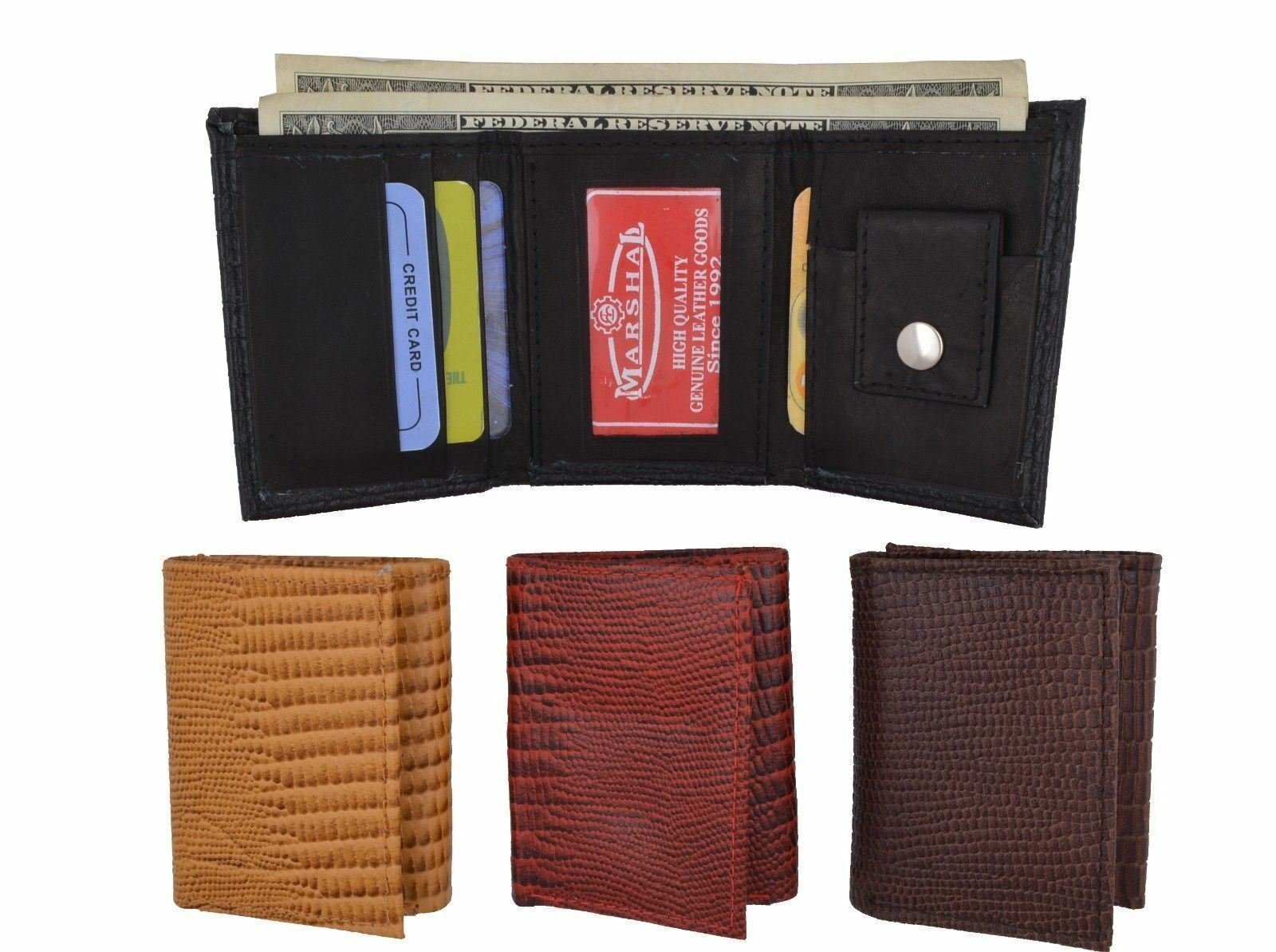 Kids Small Genuine Leather Trifold Photo Money Snake Patter Wallet Gift NEW