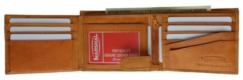 Billetera plegable de cuero Marshal para hombre hebilla segura con cremallera billetera para tarjeta de identificación - Imagen 8 de 9