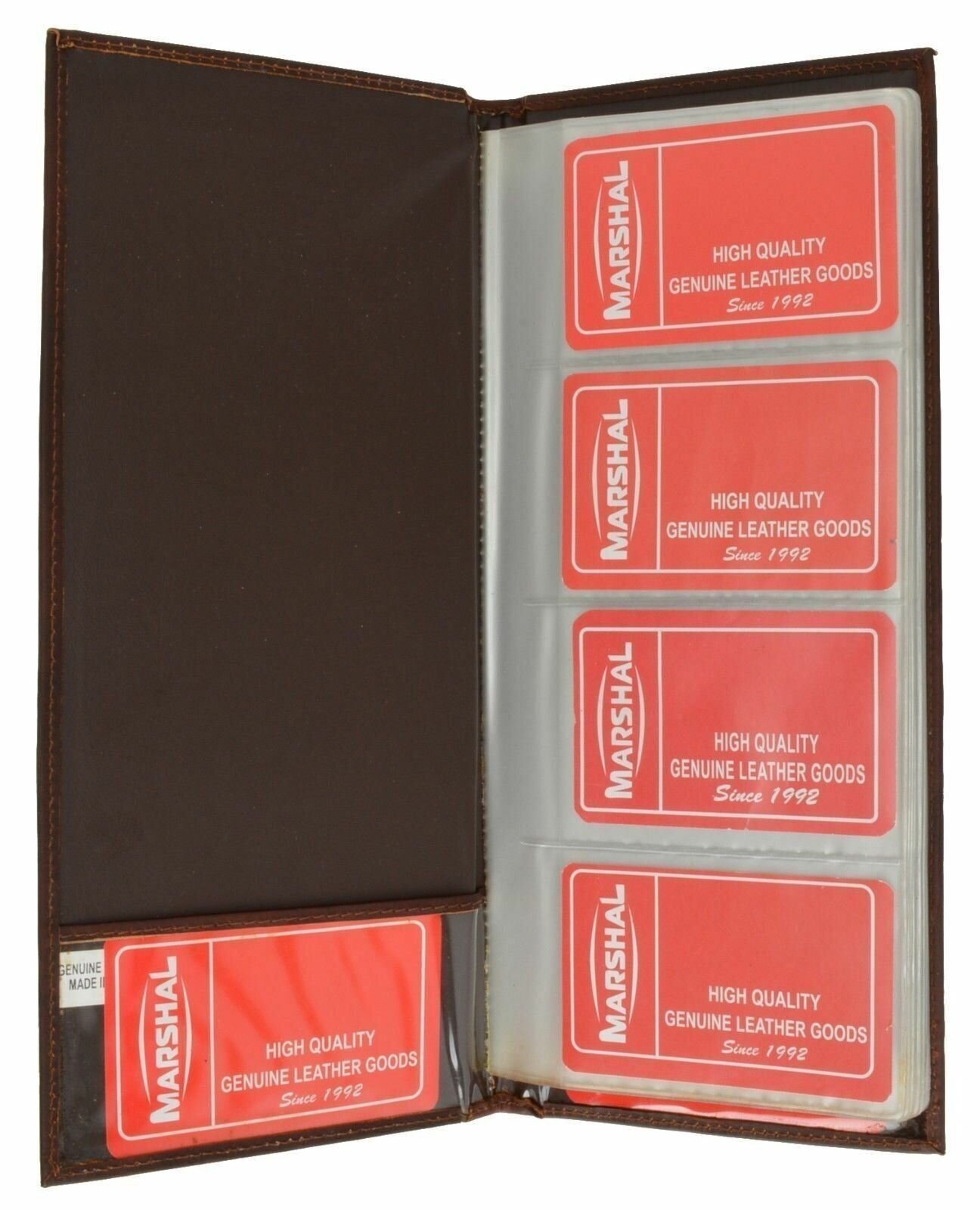 Burgundy Genuine Leather Business Card Holder Book Organizer Office Executives