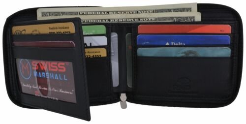 RFID Blocking LEATHER Mens Wallet Purse Slim ID Credit Card Holder