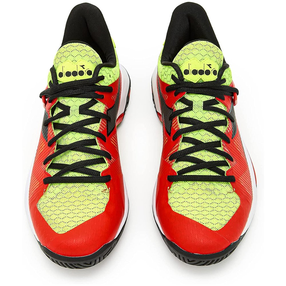 Diadora Men's B.icon 2 AG Tennis Shoes (Yellow Fluo/Blk/Fiery Red) - Picture 7 of 7