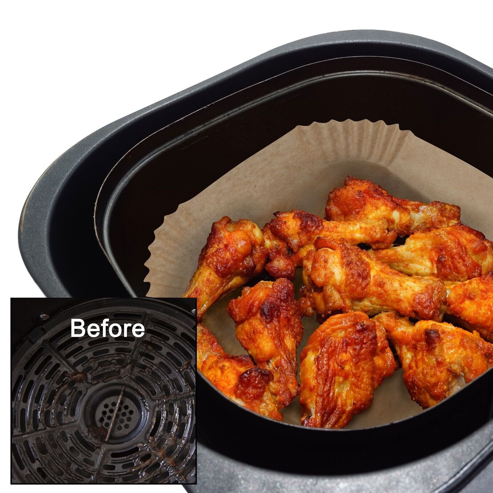 Handy Gourmet - Round Disposable Air Fryer Liners, 30-Pack